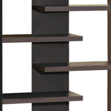 Benzara Expressive Wooden Bookcase with Center Back Panel, Brown BM156234 BROWN PAPER VENEER BM156234