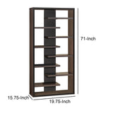 Benzara Expressive Wooden Bookcase with Center Back Panel, Brown BM156234 BROWN PAPER VENEER BM156234