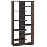 Benzara Expressive Wooden Bookcase with Center Back Panel, Brown BM156234 BROWN PAPER VENEER BM156234