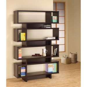 Benzara Stupendous Wooden Bookcase With Open Shelves, Brown BM156243 BROWN PARTICLE BOARD BM156243