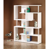 Benzara Splendid white bookcase With Chrome Support Beams BM156246 White PAPER VENEER BM156246