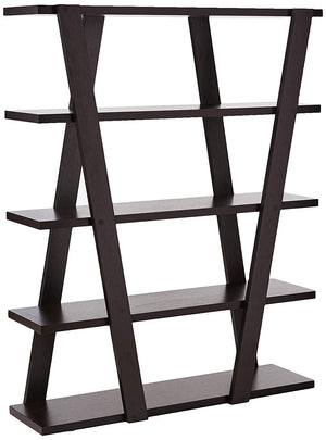 Benzara Exceptional  Bookcase with Inverted Supports and Open Shelves, Brown BM156248 BROWN PARTICLE BOARD BM156248