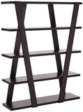 Exceptional  Bookcase with Inverted Supports and Open Shelves, Brown