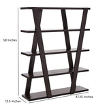 Benzara Exceptional  Bookcase with Inverted Supports and Open Shelves, Brown BM156248 BROWN PARTICLE BOARD BM156248