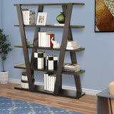 Benzara Exceptional  Bookcase with Inverted Supports and Open Shelves, Brown BM156248 BROWN PARTICLE BOARD BM156248