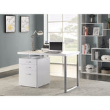Benzara Superb white Office Desk with Reversible Set-Up BM156249 WHITE METAL BM156249