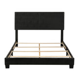 Benzara Contemporary Style Elegant Queen Size Panel Bed, Black BM156262 Black PU PB Foam BM156262