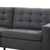 Benzara Dashing Sofa In Gray Linen Fabric BM156309 Gray Upholstery BM156309