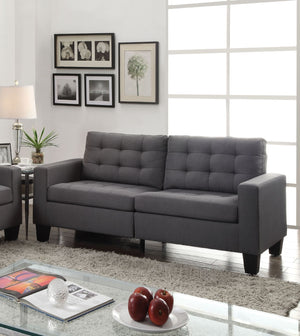 Benzara Dashing Sofa In Gray Linen Fabric BM156309 Gray Upholstery BM156309