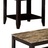 Benzara Artistic 3 piece occasional table set with Marble Top, Brown BM156358 BROWN SOLIDWOOD BM156358