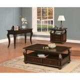 Benzara 2 Drawer Wooden Coffee Table with Bun Feet and Ring Pulls, Brown BM156753 Brown Solid wood, Veneer BM156753