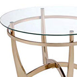 Benzara Attractive Coffee Table, Gold & Clear Glass BM156776 Gold and Glass Clear Glass Metal Tube BM156776