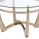 Benzara Attractive Coffee Table, Gold & Clear Glass BM156776 Gold and Glass Clear Glass Metal Tube BM156776