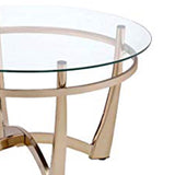 Benzara Attractive Coffee Table, Gold & Clear Glass BM156776 Gold and Glass Clear Glass Metal Tube BM156776