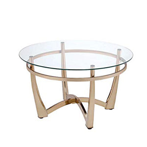 Benzara Attractive Coffee Table, Gold & Clear Glass BM156776 Gold and Glass Clear Glass Metal Tube BM156776