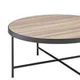 Benzara Charming Coffee Table, Weathered Oak Brown BM156782 Oak Brown PB Metal BM156782