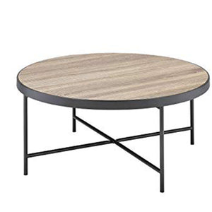 Benzara Charming Coffee Table, Weathered Oak Brown BM156782 Oak Brown PB Metal BM156782