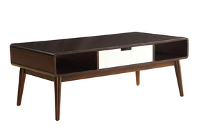 Benzara Trendy Coffee Table, Espresso & White BM156808 Brown & White MDF Wood Veneer Solid Wood Leg BM156808