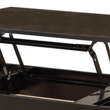 Benzara 19 inch Lift Top Cocktail Table with Bottom Shelf, Black BM156815 Black Solid Wood, Veneer BM156815