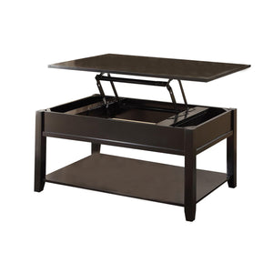 Benzara 19 inch Lift Top Cocktail Table with Bottom Shelf, Black BM156815 Black Solid Wood, Veneer BM156815