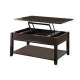 19 inch Lift Top Cocktail Table with Bottom Shelf, Black