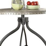 Benzara Beautiful Adjustable Counter Height Set, Gray Oak, 3 Piece Pack BM157262 Gray Paulownia Wood Veneer MDF Bend Wood Metal Tube BM157262