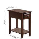 Benzara 23" Rectangular Wooden Side Table with 1 Drawer, Brown BM157271 Brown Solid Wood and Veneer BM157271