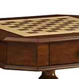 Benzara 31 Inch Chess Game Table With Clipped Corners, Brown BM157305 Brown Solid Wood, Veneer BM157305