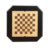 Benzara 31 Inch Chess Game Table With Clipped Corners, Brown BM157306 Black Solid Wood, Veneer BM157306