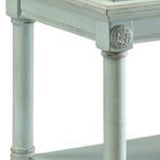 Benzara 32 Inch 2 Tier Wooden Tray Table with Casters, Antique Gray BM157308 Green Solid Wood BM157308