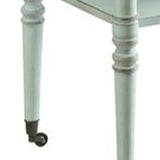 Benzara 32 Inch 2 Tier Wooden Tray Table with Casters, Antique Gray BM157308 Green Solid Wood BM157308