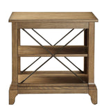 Benzara Wooden Side Table With 2 Compartments, Oak Brown BM157310 Oak Brown Wood Veneer MDF Solid Wood Leg BM157310