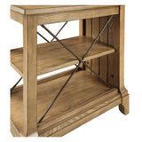 Benzara Wooden Side Table With 2 Compartments, Oak Brown BM157310 Oak Brown Wood Veneer MDF Solid Wood Leg BM157310