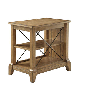 Benzara Wooden Side Table With 2 Compartments, Oak Brown BM157310 Oak Brown Wood Veneer MDF Solid Wood Leg BM157310