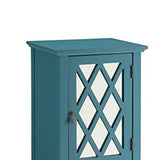 Benzara Trendy Side Table, Teal Blue BM157337 Blue MDF Mirror BM157337