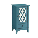 Benzara Trendy Side Table, Teal Blue BM157337 Blue MDF Mirror BM157337