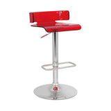 Acyrlic Adjustable and Swivel Barstool, Red and Chrome
