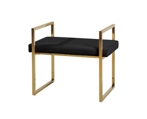 Benzara COMFORTABLE VANITY BENCH, GOLD AND BLACK BM157563 GOLD AND BLACK Metal BM157563