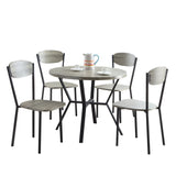 Benzara 5-Piece Round Dining Table & Chair BM157886 Gray & Black Wood & Metal BM157886