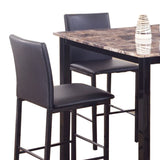 Benzara 5-Piece Counter Height Dinette, Black/Brown BM157888 Black/Brown Marble/Metal BM157888