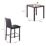 Benzara 5-Piece Counter Height Dinette, Black/Brown BM157888 Black/Brown Marble/Metal BM157888