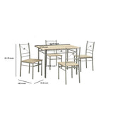 Benzara Sturdy Dining Table In A set Of Five, Silver BM158031 Silver  BM158031