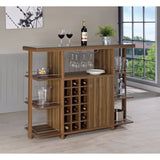 Benzara Sturdy Modern Bar Unit with Wine Bottle Storage BM158064 Brown HOLLOW BOARD BM158064