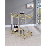 Modern Acrylic Serving Cart, Gold and Clear