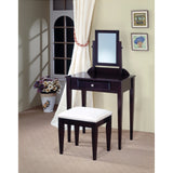 Benzara Contemporary 2 Piece Vanity Set With Stool with Fabric Seat, Brown BM158123 Brown WOOD SOLIDS BM158123