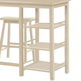 Benzara Spacious Counter Height Set, Off White, 3 Piece Pack BM158696 Off White Rbw, MDF, Okumi Veneer BM158696