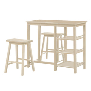 Benzara Spacious Counter Height Set, Off White, 3 Piece Pack BM158696 Off White Rbw, MDF, Okumi Veneer BM158696