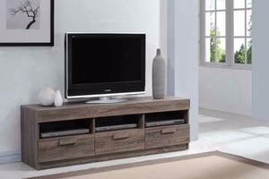 Benzara Amiable TV Stand, Rustic Oak Brown BM158724 Rustic Oak Brown MDF PB Paper Veneer BM158724