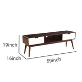 Benzara 2 Drawer TV Stand with Splayed Legs, White and Brown BM158738 Brown, White MDF, Veneer, Solid wood BM158738