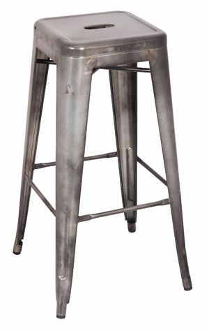 Benzara Metal Bar Stool (Set-2), Antiqued Silver BM158784 Antiqued Silver Steel BM158784